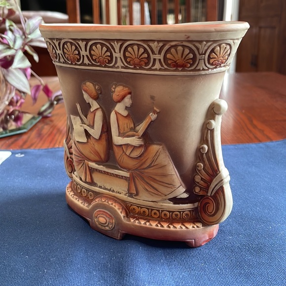 Vintage Antique Schafer and Vater Bisque Jasperware Porcelain Vase Roman Theme - Picture 7 of 14